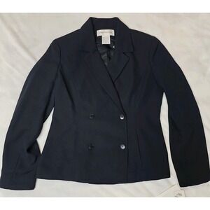 Jones New York Womens Sz 6 Blazer Jacket Double Breasted Notch Lapel Navy, NWT